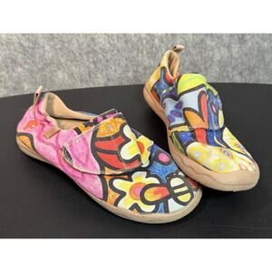 UIN Youth Girls Slip On Size 3Y Adhesive Strap Shoes Floral Print Colorful